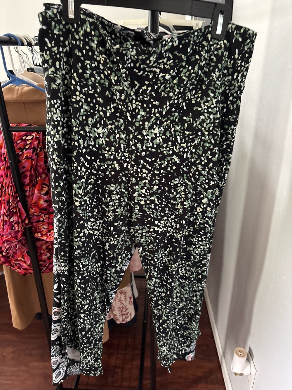 LuLaRoe Black Leggings -  Mint Speckle Print and Blue Floral set of 2